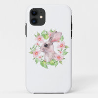 Rabbit and pink flowers