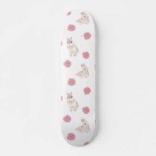 Rabbit and rose skateboarding skateboard