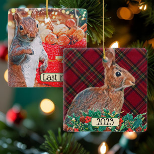 Rabbit and Squirrel Double-Sided Customisable Ceramic Ornament