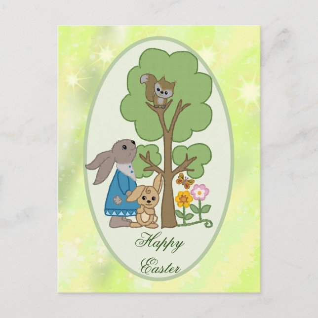 rabbit and squirrel postcard (Front)
