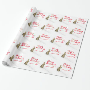 Rabbit and tracks in the snow Christmas wrapping Paper