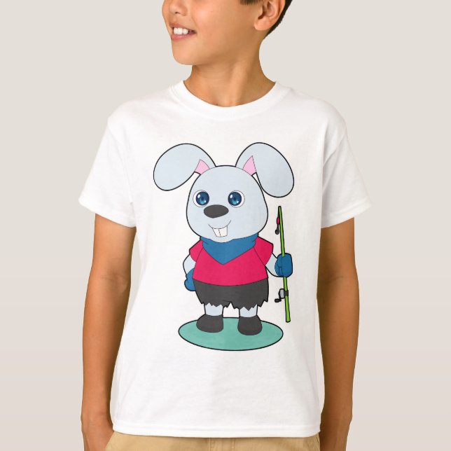 Rabbit Angler Fishing rod Fishing T-Shirt (Front)