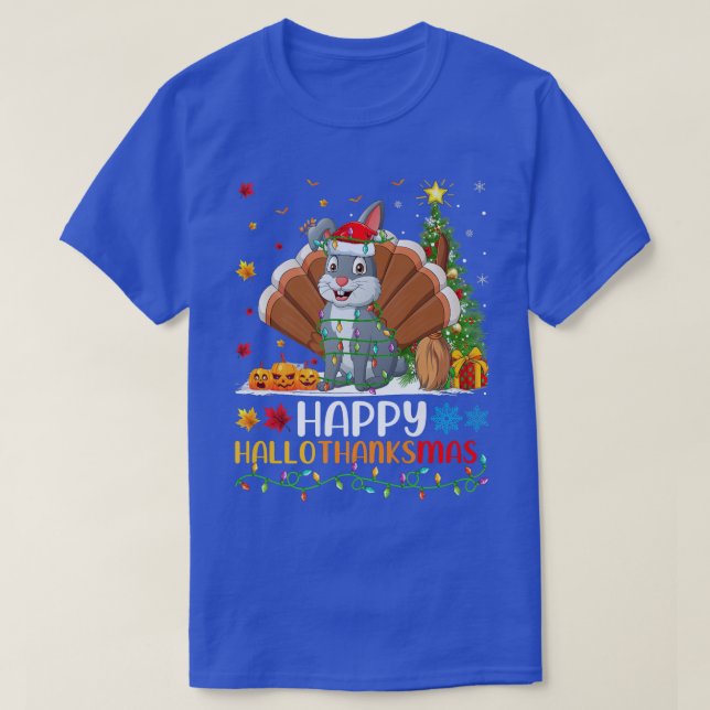 Rabbit Animal Lover Funny Happy Rabbit HelloThanks T-Shirt (Design Front)