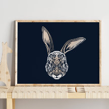Rabbit Animal Portrait | Rabbit Wall Print