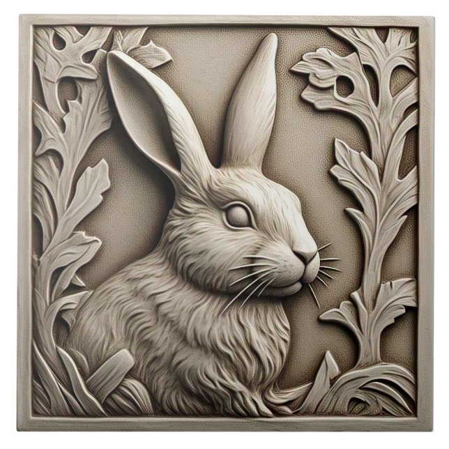 Rabbit - Arts And Crafts Ceramic Tile (Front)