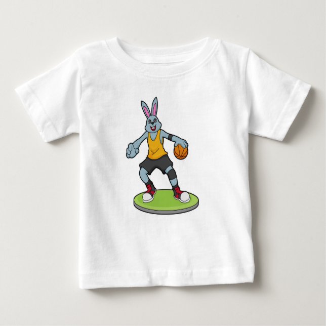 Rabbit as Basketball player with Basketball Baby T-Shirt (Front)