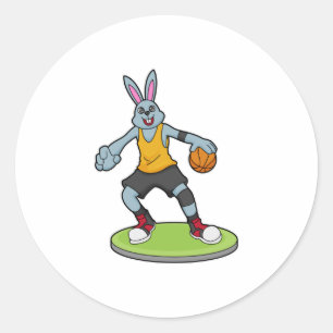 Rabbit as Basketball player with Basketball Classic Round Sticker