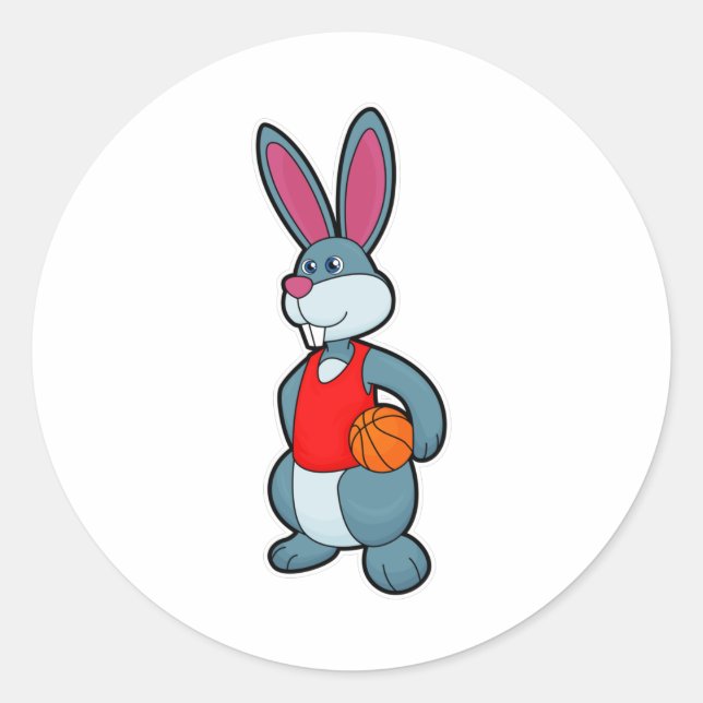 Rabbit as Basketball player with Basketball Classic Round Sticker (Front)