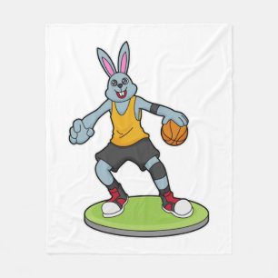 Rabbit as Basketball player with Basketball Fleece Blanket