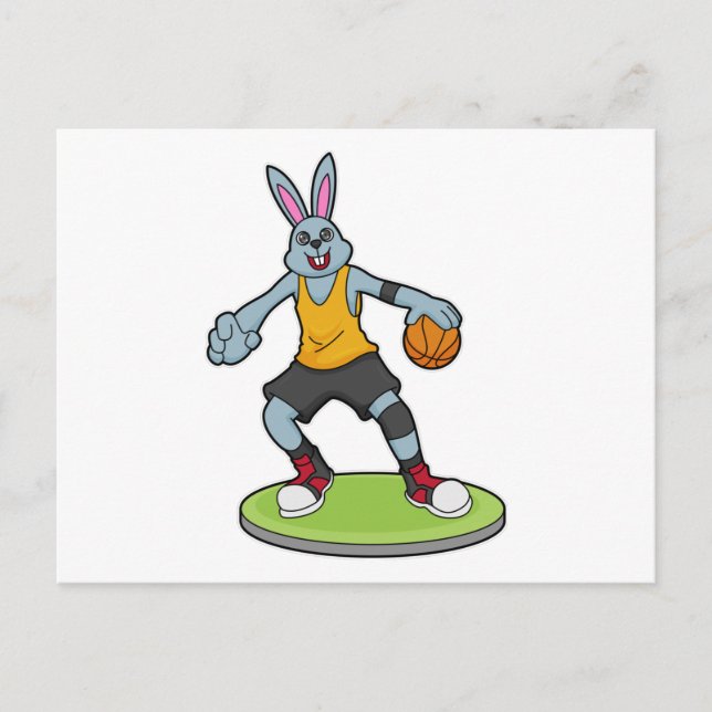 Rabbit as Basketball player with Basketball Postcard (Front)