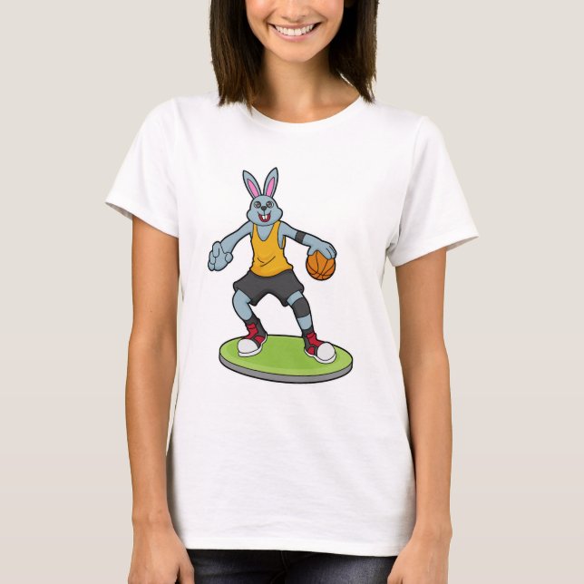 Rabbit as Basketball player with Basketball T-Shirt (Front)