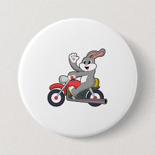 Rabbit as Biker with Motorcycle.PNG 7.5 Cm Round Badge