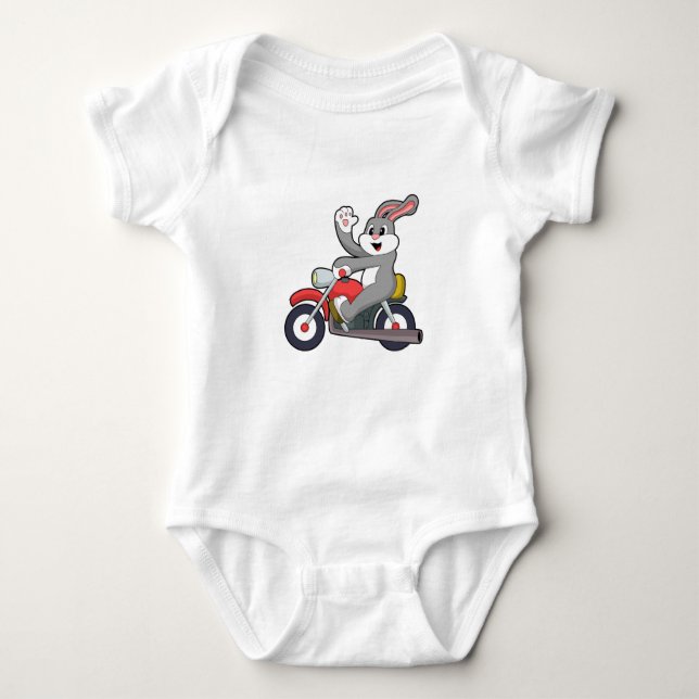 Rabbit as Biker with Motorcycle.PNG Baby Bodysuit (Front)