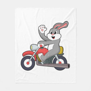 Rabbit as Biker with Motorcycle.PNG Fleece Blanket