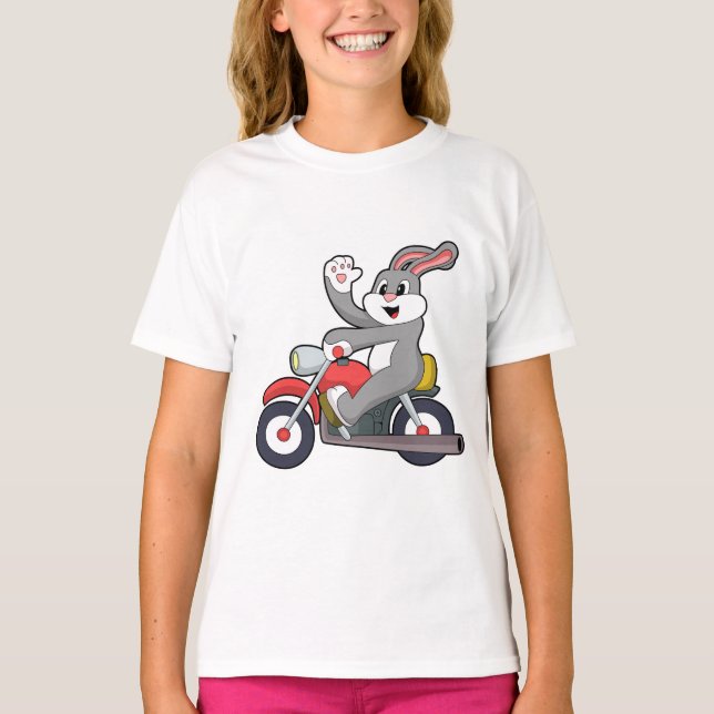 Rabbit as Biker with Motorcycle.PNG T-Shirt (Front)