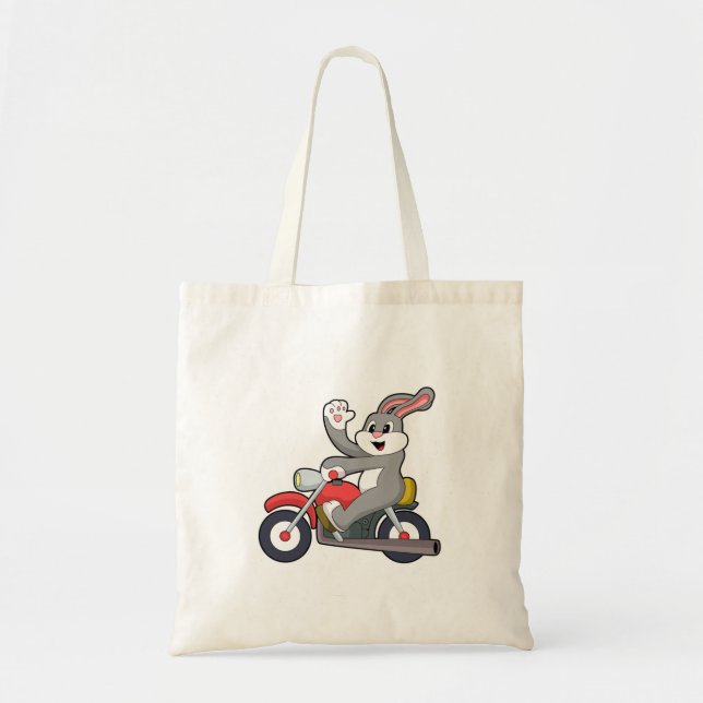 Rabbit as Biker with Motorcycle.PNG Tote Bag (Front)