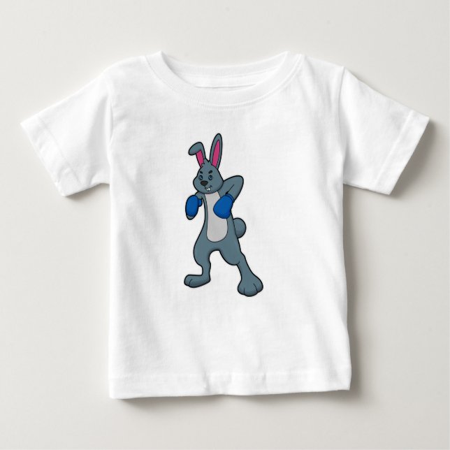 Rabbit as Boxer with Boxing gloves Baby T-Shirt (Front)