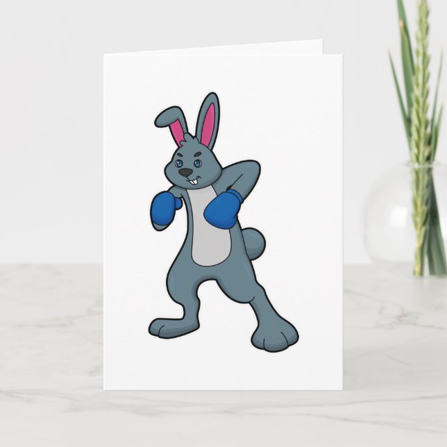 Rabbit as Boxer with Boxing gloves Card (Front)
