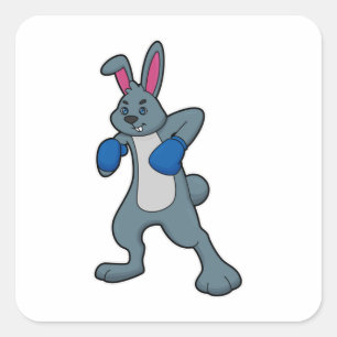 Rabbit as Boxer with Boxing gloves Square Sticker