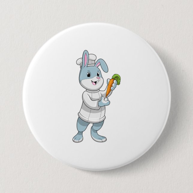 Rabbit as Cook with Carrot 7.5 Cm Round Badge (Front)