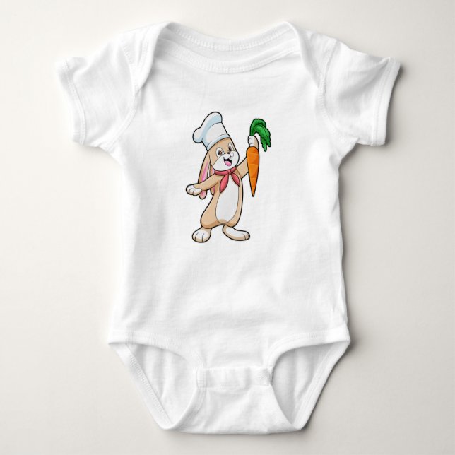 Rabbit as Cook with Carrot Baby Bodysuit (Front)