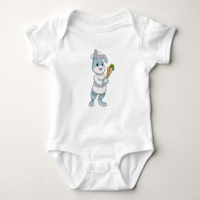 Rabbit as Cook with Carrot Baby Bodysuit (Front)