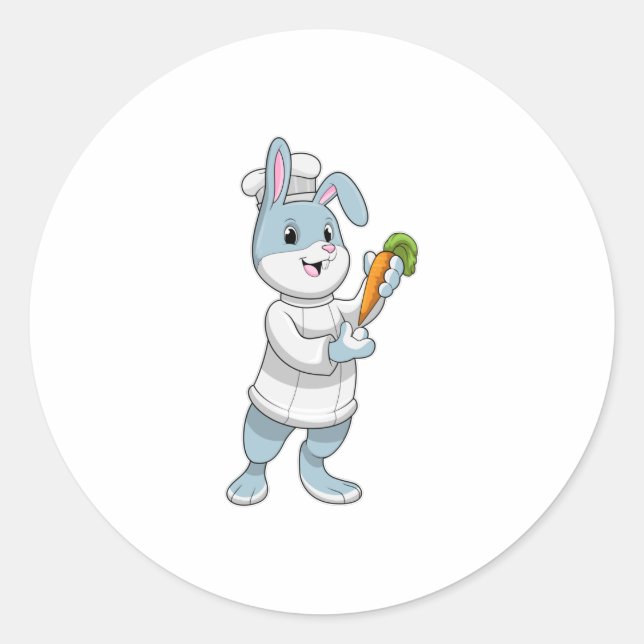 Rabbit as Cook with Carrot Classic Round Sticker (Front)