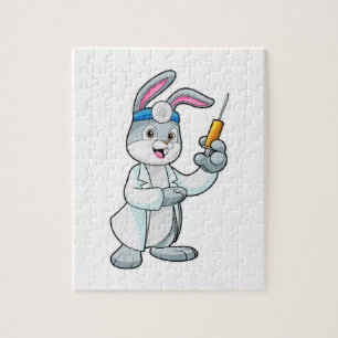 Rabbit as Doctor at Vaccination with Syringe Jigsaw Puzzle