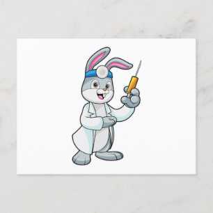 Rabbit as Doctor at Vaccination with Syringe Postcard