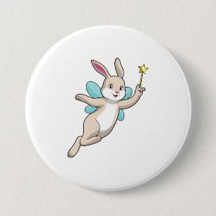 Rabbit as Fairy with Magic wand 7.5 Cm Round Badge