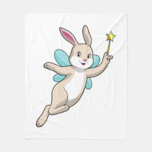 Rabbit as Fairy with Magic wand Fleece Blanket
