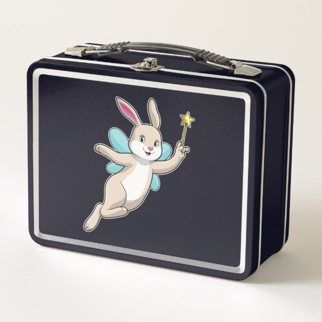 Rabbit as Fairy with Magic wand Metal Lunch Box (Front)