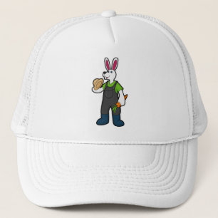 Rabbit as Farmer with Carrot & Hat
