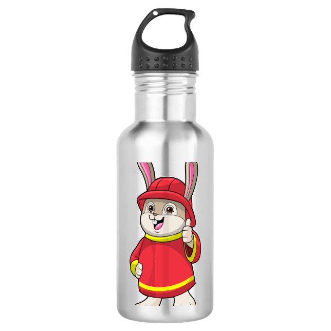 Rabbit as Firefighter with Helmet 710 Ml Water Bottle (Front)