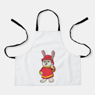 Rabbit as Firefighter with Helmet Apron