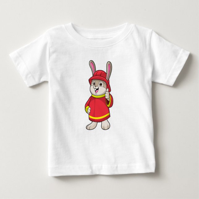 Rabbit as Firefighter with Helmet Baby T-Shirt (Front)