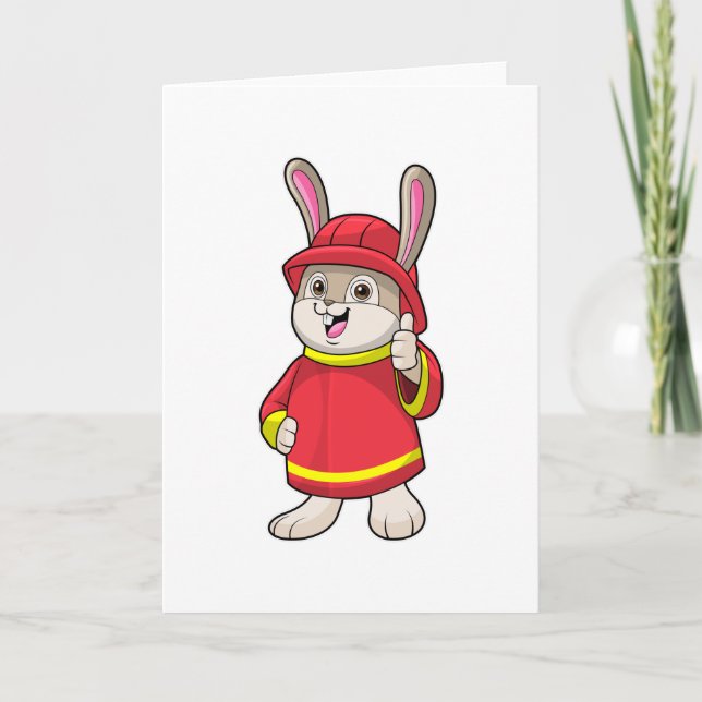 Rabbit as Firefighter with Helmet Card (Front)
