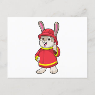 Rabbit as Firefighter with Helmet Postcard