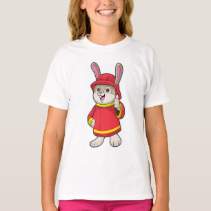 Rabbit as Firefighter with Helmet T-Shirt