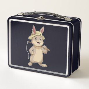 Rabbit as Fisher with Fishing rod Metal Lunch Box