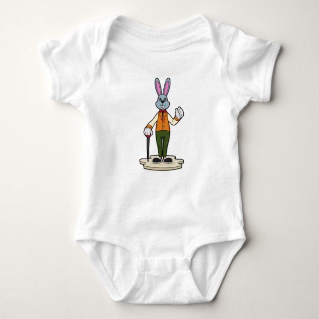 Rabbit as Gentleman with Cane Baby Bodysuit (Front)