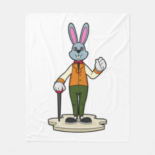 Rabbit as Gentleman with Cane Fleece Blanket