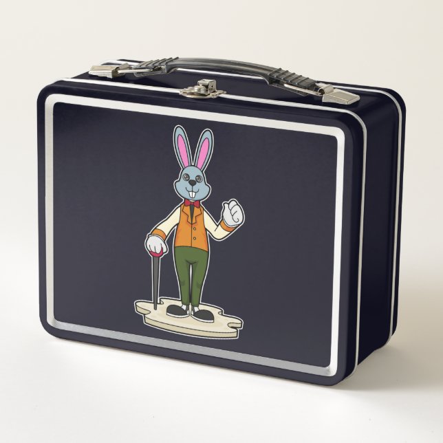 Rabbit as Gentleman with Cane Metal Lunch Box (Front)
