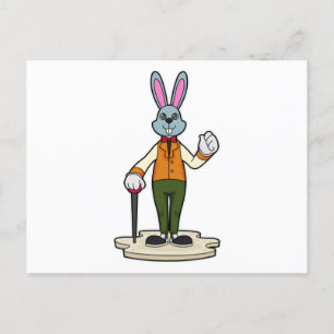 Rabbit as Gentleman with Cane Postcard
