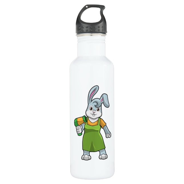 Rabbit as Hairdresser with Hairdryer 710 Ml Water Bottle (Front)