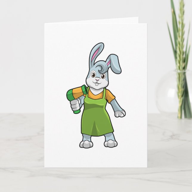 Rabbit as Hairdresser with Hairdryer Card (Front)