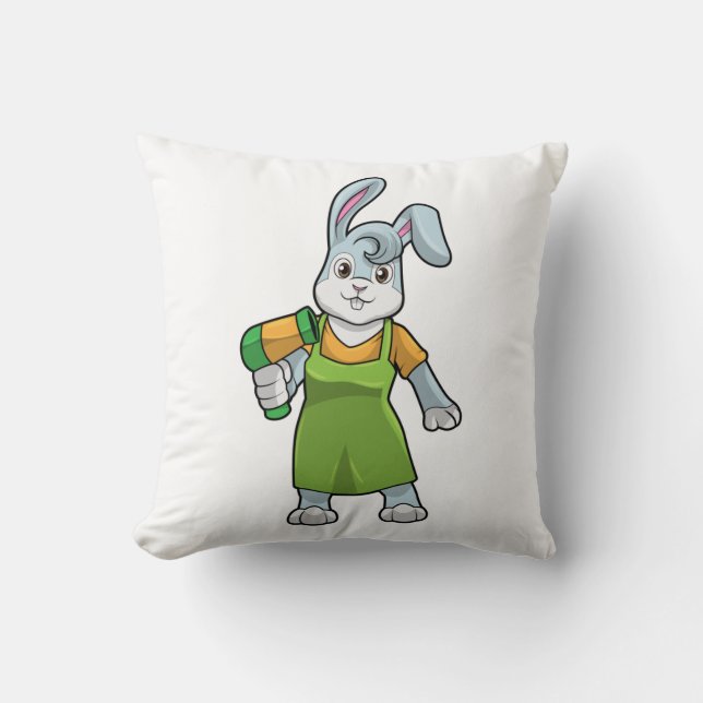 Rabbit as Hairdresser with Hairdryer Cushion (Front)