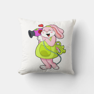 Rabbit as Hairdresser with Hairdryer Cushion