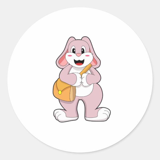 Rabbit as Hiker with Bag Classic Round Sticker (Front)