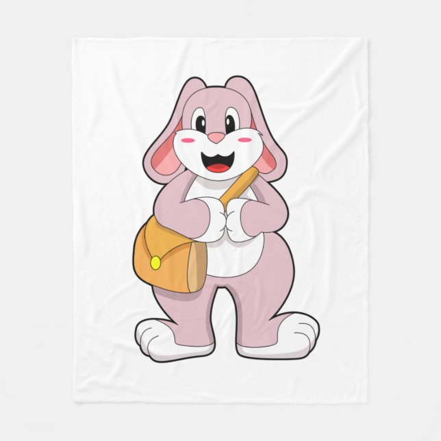 Rabbit as Hiker with Bag Fleece Blanket (Front)